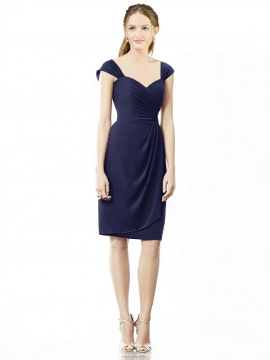 Soft Chiffon Sheath Knee Length Cap Sleeves Bridesmaid Dress Sheffield
