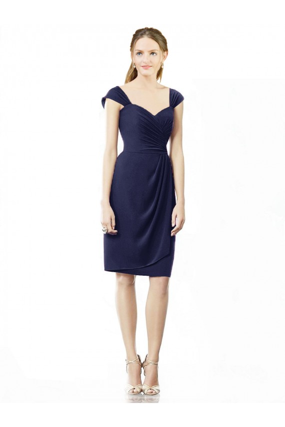 Soft Chiffon Sheath Knee Length Cap Sleeves Bridesmaid Dress Sheffield