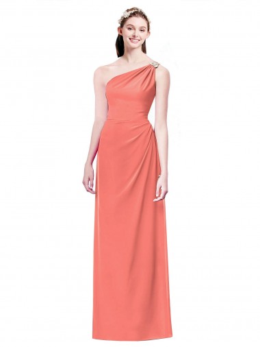 Soft Chiffon A-Line Long Coral Bridesmaid Dress Sheffield