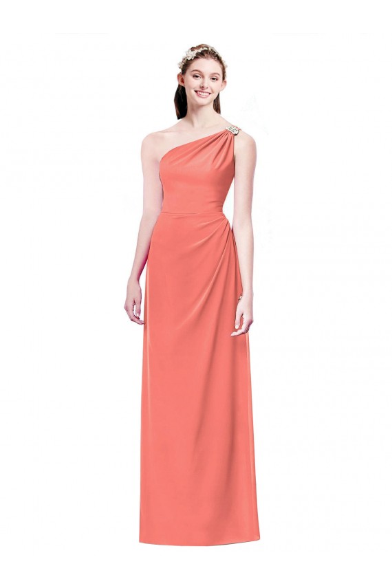 Soft Chiffon A-Line Long Coral Bridesmaid Dress Sheffield