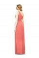 Soft Chiffon A-Line Long Coral Bridesmaid Dress Sheffield