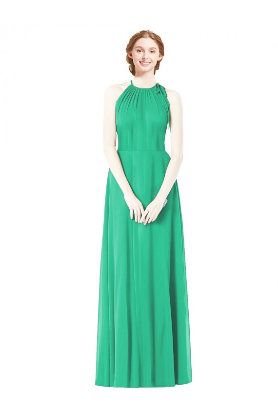 Soft Chiffon A-Line Long Sleeveless Emerald Green Bridesmaid Dress Sheffield