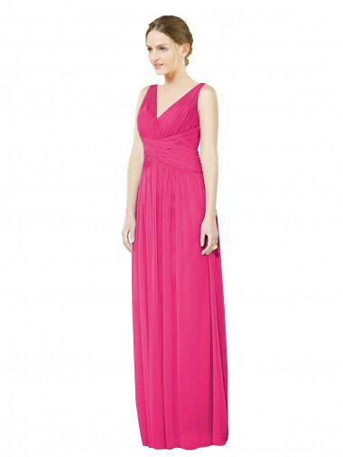 Soft Chiffon A-Line Long Sleeveless Open Back Azalea Bridesmaid Dresses Sheffield