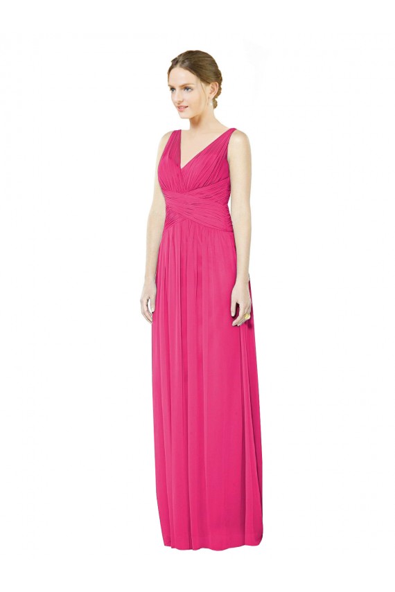 Soft Chiffon A-Line Long Sleeveless Open Back Azalea Bridesmaid Dresses Sheffield