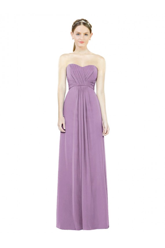 Soft Chiffon A-Line Long Sleeveless Dark Lavender Bridesmaid Dress Sheffield