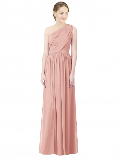 Soft Chiffon A-Line Long Sleeveless Bliss Pink Bridesmaid Dress Sheffield