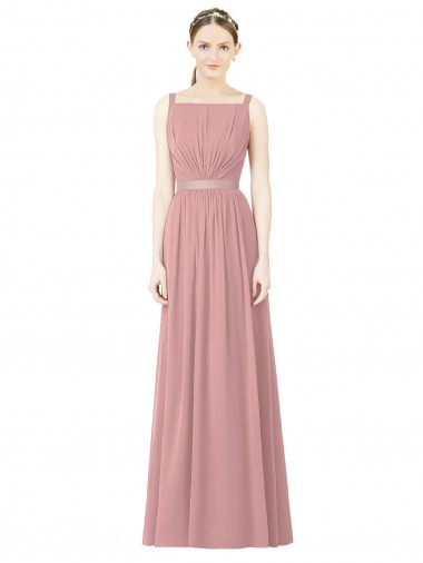 Soft Chiffon A-Line Long Sleeveless Dusty Pink Bridesmaid Dress Sheffield