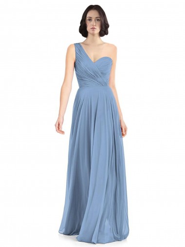 Soft Chiffon A-Line Long Sleeveless Dusty Blue Formal Dress / Bridesmaid Dress Sheffield