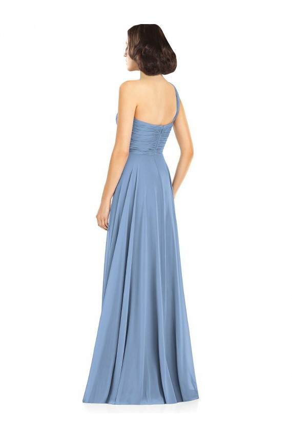Soft Chiffon A-Line Long Sleeveless Dusty Blue Formal Dress / Bridesmaid Dress Sheffield