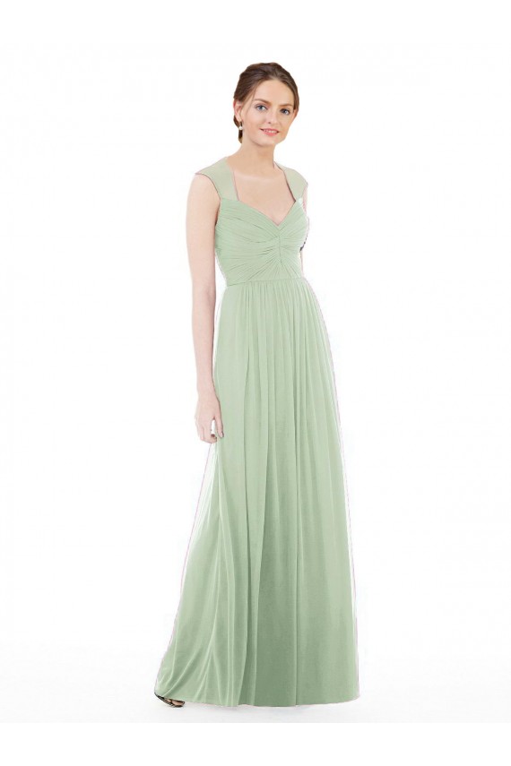 Soft Chiffon A-Line Long Cap Sleeves Sage Formal Dress / Bridesmaid Dress Sheffield