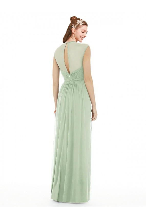 Soft Chiffon A-Line Long Cap Sleeves Sage Formal Dress / Bridesmaid Dress Sheffield