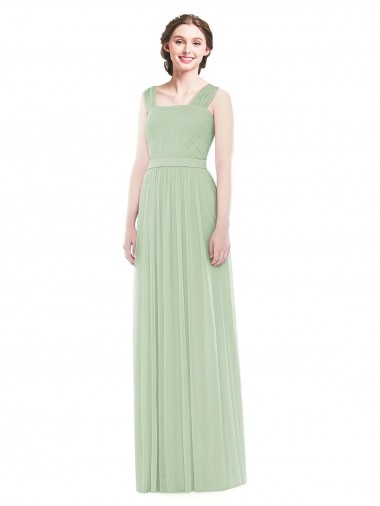 Soft Chiffon A-Line Long Sleeveless Sage Bridal Party Dress Sheffield