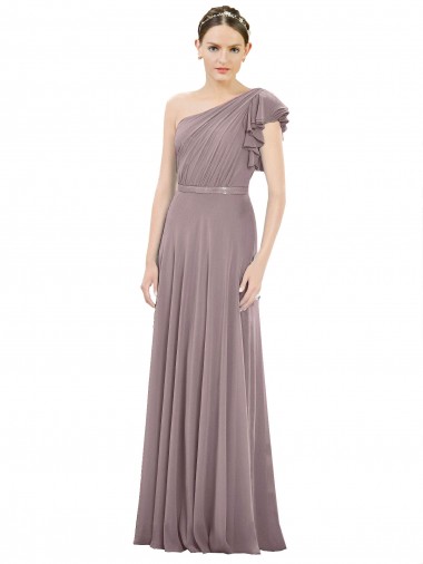 Soft Chiffon A-Line Long Sleeveless Dusty Rose Bridesmaid Dress Sheffield