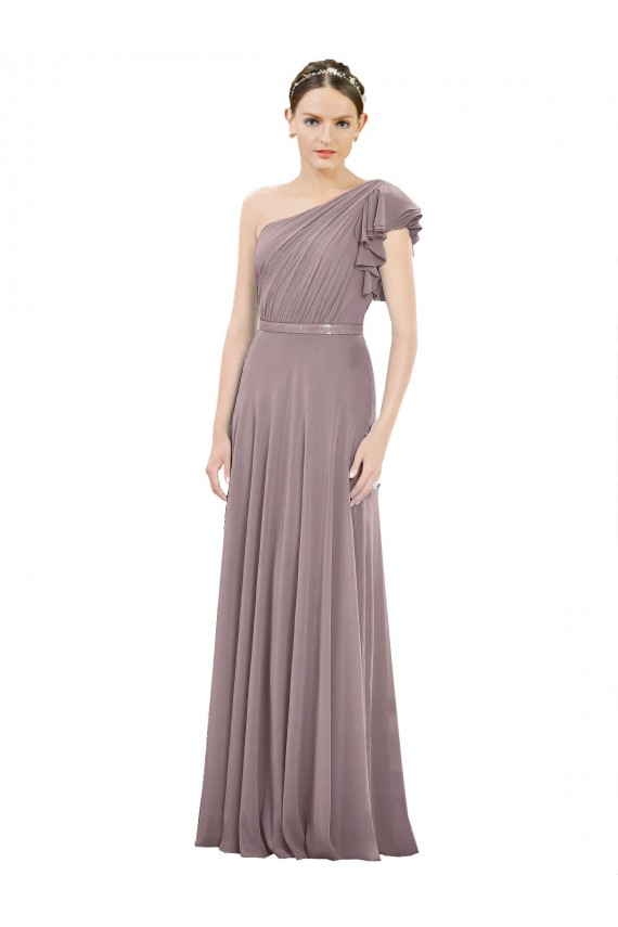 Soft Chiffon A-Line Long Sleeveless Dusty Rose Bridesmaid Dress Sheffield