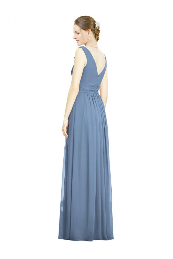 Soft Chiffon A-Line Long Sleeveless V-Neck Evening Dresses Sheffield