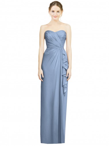 Soft Chiffon Sheath Long Sleeveless Front Slit Bridesmaid Dresses Sheffield
