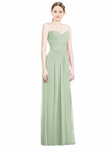 Soft Chiffon A-Line Long Sleeveless Sage Criss Cross Back Bridesmaid Dress Sheffield