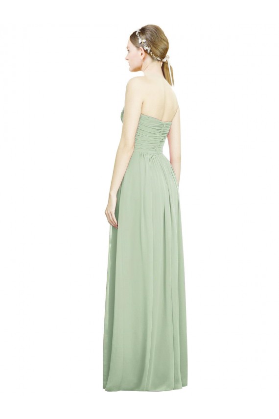 Soft Chiffon A-Line Long Sleeveless Sage Criss Cross Back Bridesmaid Dress Sheffield