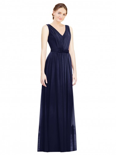 Chiffon A-Line Sleeveless Dark Navy Bridesmaid Gowns Sheffield