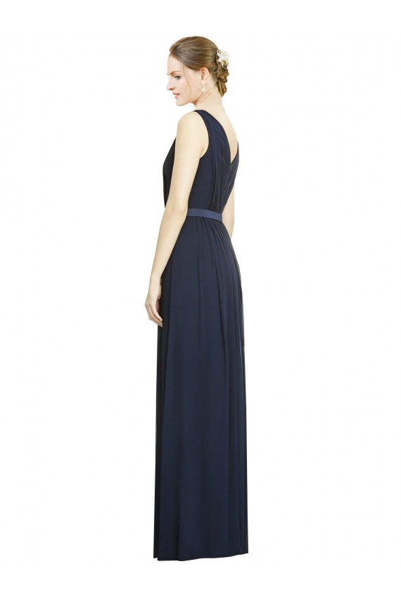 Chiffon A-Line Sleeveless Dark Navy Bridesmaid Gowns Sheffield