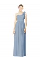 Soft Chiffon A-Line Long Sleeveless Dusty Blue Bridesmaid Gowns Sheffield