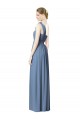 Soft Chiffon A-Line Long Sleeveless Dusty Blue Bridesmaid Gowns Sheffield