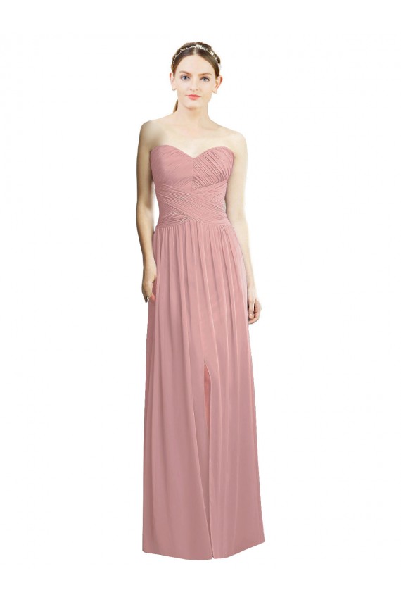 Chiffon A-Line Long Sleeveless Front Slit Bridesmaid Dresses Sheffield
