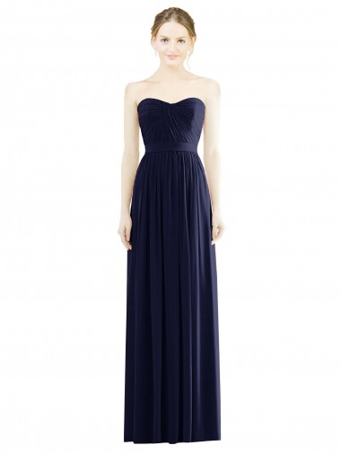 Soft Chiffon A-Line Long Sleeveless Dark Navy Evening Dresses Sheffield