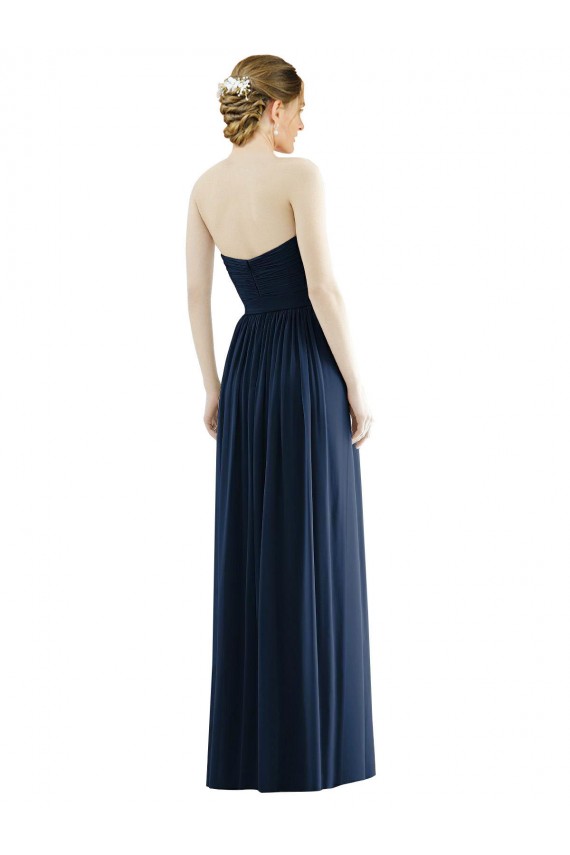 Soft Chiffon A-Line Long Sleeveless Dark Navy Evening Dresses Sheffield