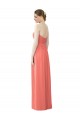Soft Chiffon A-Line Long Sleeveless Coral Bridesmaid Dress Sheffield