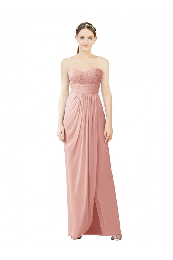 Soft Chiffon A-Line Long Sleeveless Bliss Pink Bridesmaid Dresses Sheffield
