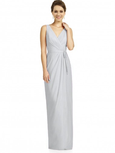 Soft Chiffon Sheath Long Sleeveless V-Neck V-Back Bridesmaid Dresses Sheffield