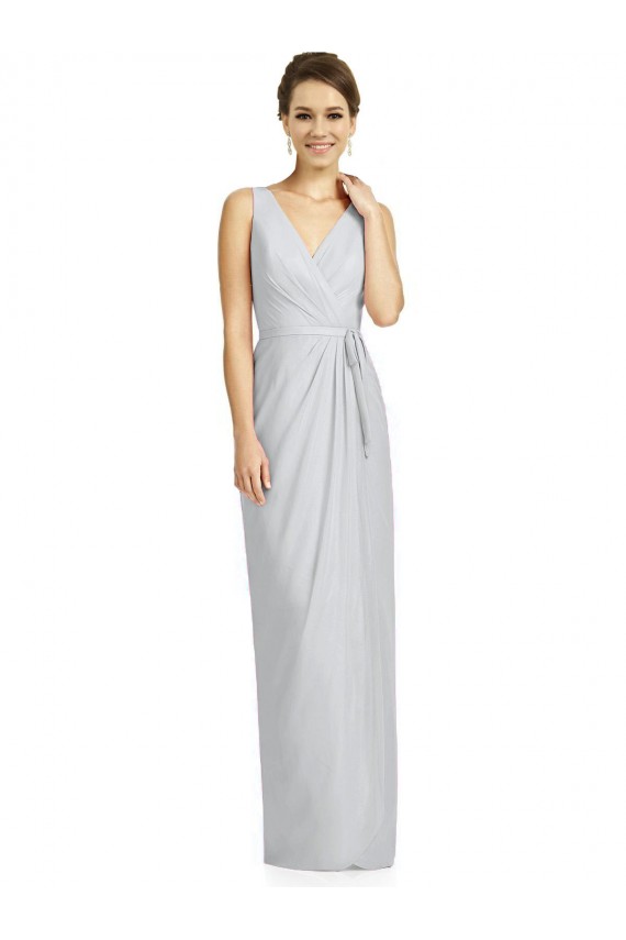 Soft Chiffon Sheath Long Sleeveless V-Neck V-Back Bridesmaid Dresses Sheffield