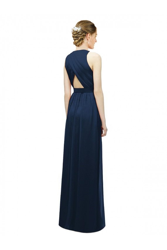 Soft Chiffon A-Line Long Sleeveless Salmon Bridesmaid Gowns Sheffield