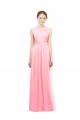 Soft Chiffon A-Line Long Sleeveless Salmon Bridesmaid Gowns Sheffield