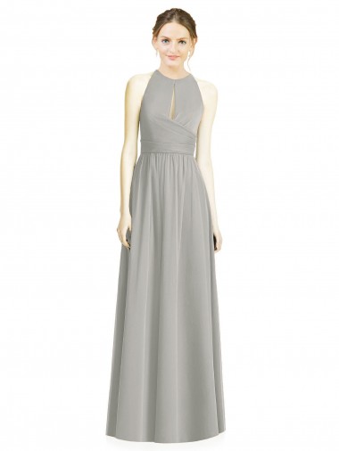 Chiffon A-Line Long Sleeveless Silver Bridesmaid Dress / Evening Dress Sheffield