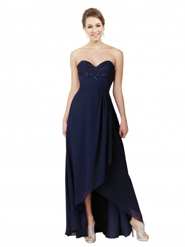 Luxe Chiffon A-Line Long Sleeveless High Low Bridesmaid Dress Sheffield