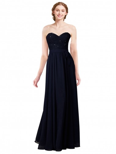 Soft Chiffon A-Line Long Sleeveless Dark Navy Formal Dress / Bridesmaid Dress Sheffield