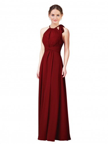 Soft Chiffon Sheath Long Sleeveless Open Slit Back Bridesmaid Dresses Sheffield
