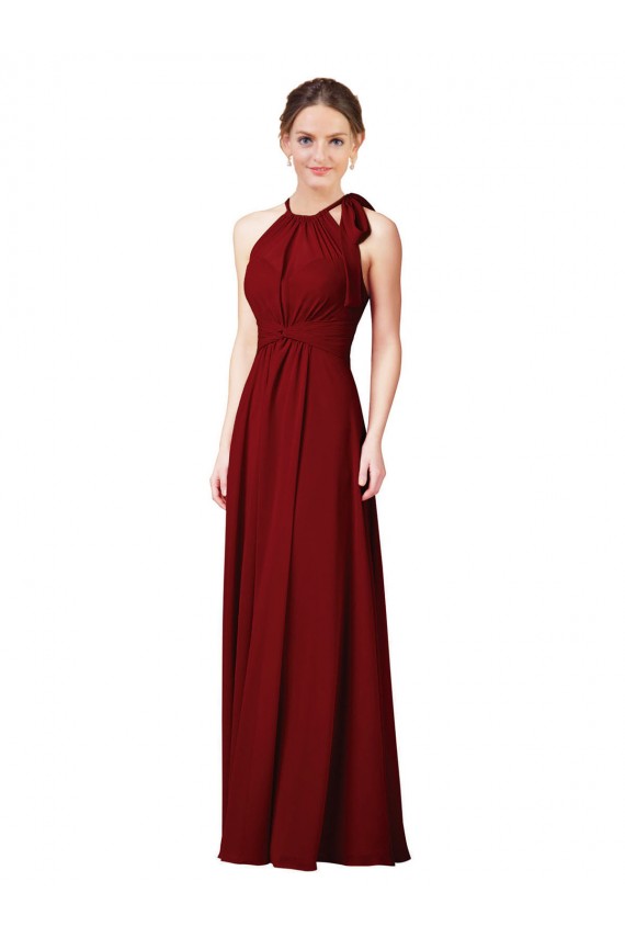 Soft Chiffon Sheath Long Sleeveless Open Slit Back Bridesmaid Dresses Sheffield