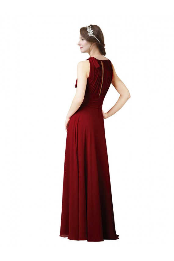 Soft Chiffon Sheath Long Sleeveless Open Slit Back Bridesmaid Dresses Sheffield