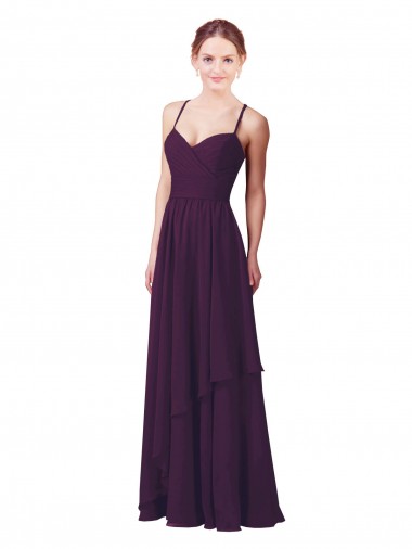 Soft Chiffon Sheath Long Sleeveless Grape Bridesmaid Dress Sheffield
