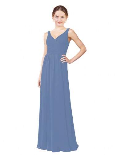 Soft Chiffon Sheath Long Sleeveless Bridal Party Dress Sheffield