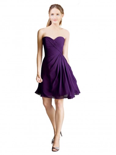 Soft Chiffon A-Line Knee Length Sleeveless Purple Bridesmaid Dress Sheffield