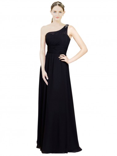 Chiffon A-Line Sleeveless Black Bridesmaid Dresses Sheffield