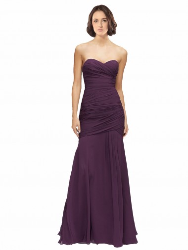 Soft Chiffon Mermaid Long Sleeveless Grape Bridesmaid Dress Sheffield