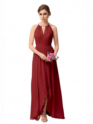 Luxe Chiffon A-Line Sleeveless Burgundy Bridesmaid Dresses Sheffield