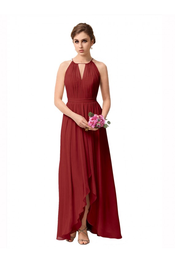 Luxe Chiffon A-Line Sleeveless Burgundy Bridesmaid Dresses Sheffield