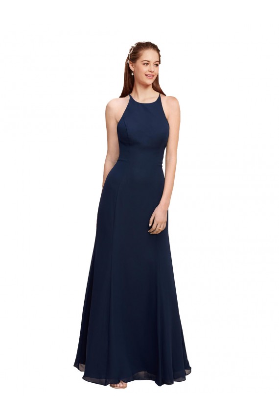 Soft Chiffon Mermaid Long Sleeveless Prom Dress / Bridesmaid Dress Sheffield