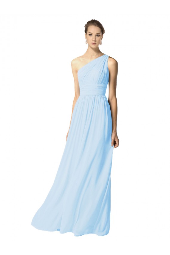 Soft Chiffon A-Line Long Sleeveless Light Sky Blue Bridesmaid Dress Sheffield